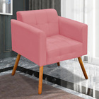 Kit 2 Poltronas Decorativas Pés Palito Karen Suede Rosê G19 -