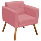 Kit 2 Poltronas Decorativas Pés Palito Karen Suede Rosê G19 -