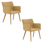 Kit 2 Poltronas Decorativas Pés Palito Mel Antinori Linho Ama