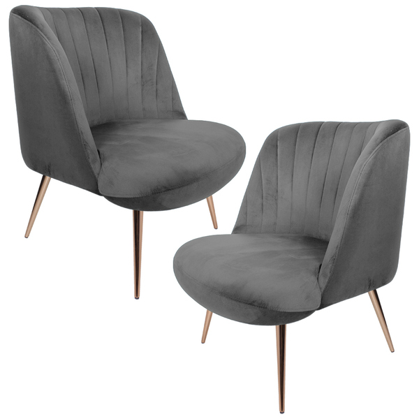 Kit 2 Poltronas Decorativas Pés Palito Rosê Gold Dortmund Vel