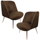 Kit 2 Poltronas Decorativas Pés Palito Rosê Gold Dortmund Vel