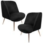 Kit 2 Poltronas Decorativas Pés Palito Rosê Gold Dortmund Vel