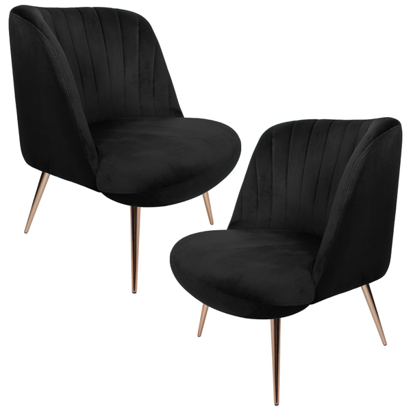 Kit 2 Poltronas Decorativas Pés Palito Rosê Gold Dortmund Vel