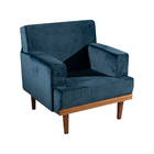 Kit 2 Poltronas Decorativas Pés Palito Victorino Veludo Azul