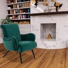 Kit 2 Poltronas Decorativas Pés Preto Vecchia Veludo Verde -