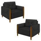 Kit 2 Poltronas Decorativas Quebec M22 Pu Preto - Mpozenato