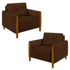 Kit 2 Poltronas Decorativas Quebec M22 Veludo Marrom - Mpozen