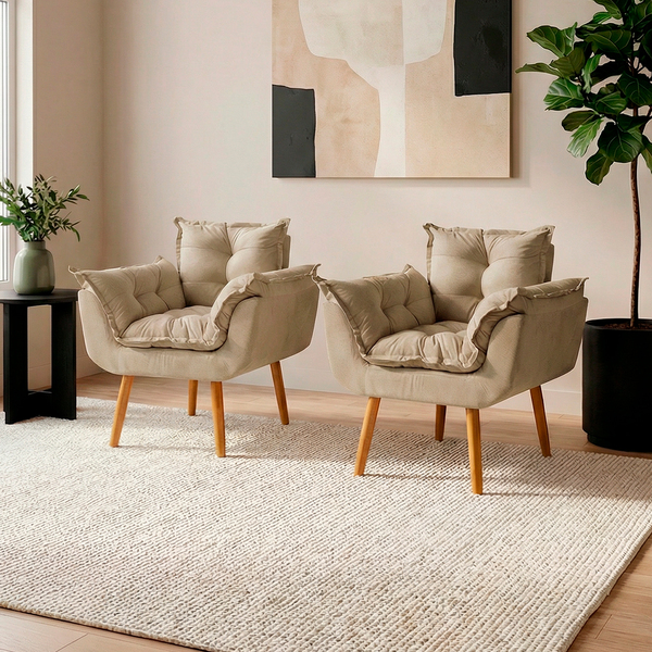 Kit 2 Poltronas Decorativas Reforçada para Sala Alice para Re