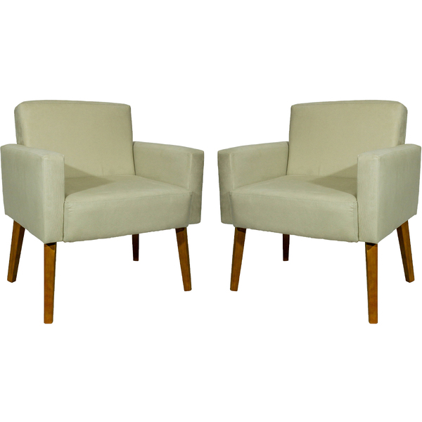 Kit 2 Poltronas Decorativas Reforçadas  Para Sala Hope Suede
