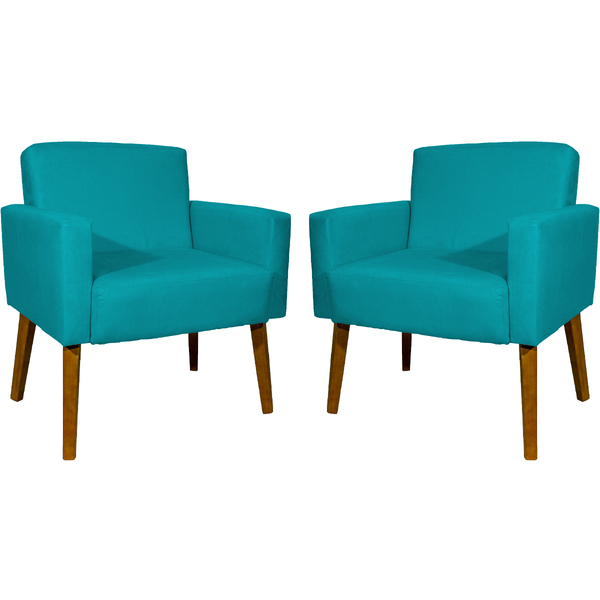 Kit 2 Poltronas Decorativas Reforçadas  Para Sala Hope Suede
