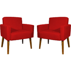 Kit 2 Poltronas Decorativas Reforçadas  Para Sala Hope Suede