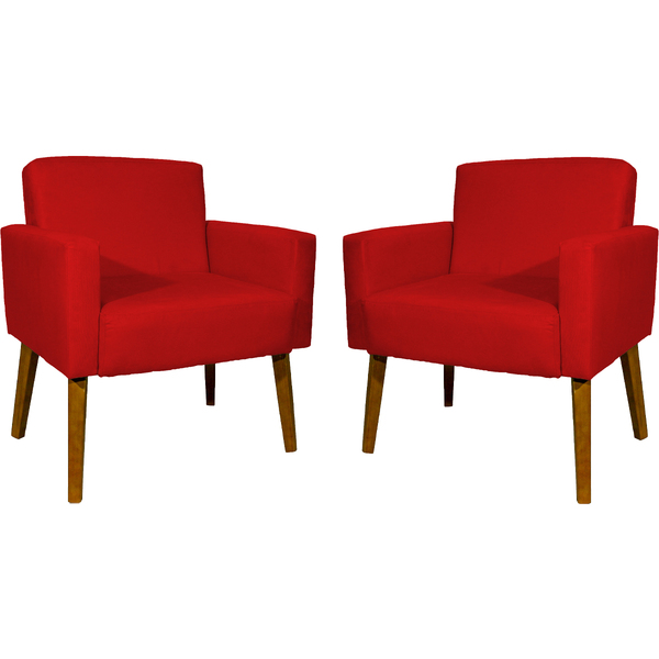 Kit 2 Poltronas Decorativas Reforçadas  Para Sala Hope Suede