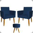 Kit 2 Poltronas Decorativas Reforçadas Para Sala Nina + Puff