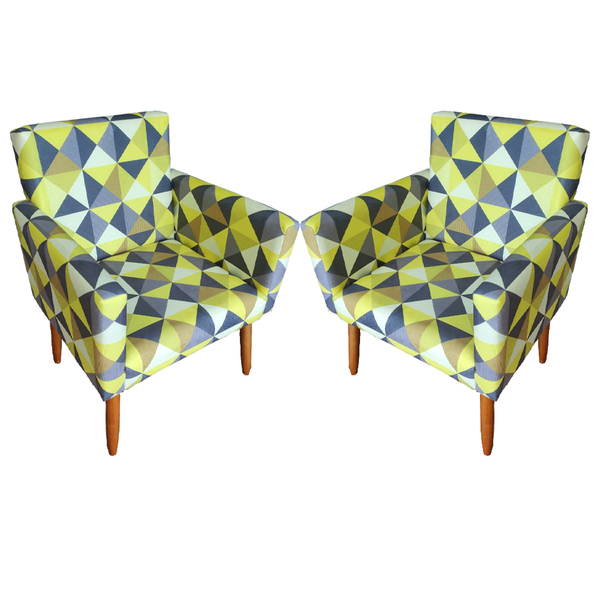 Kit 2 Poltronas Decorativas Reforçadas Para Sala Nina Estampa