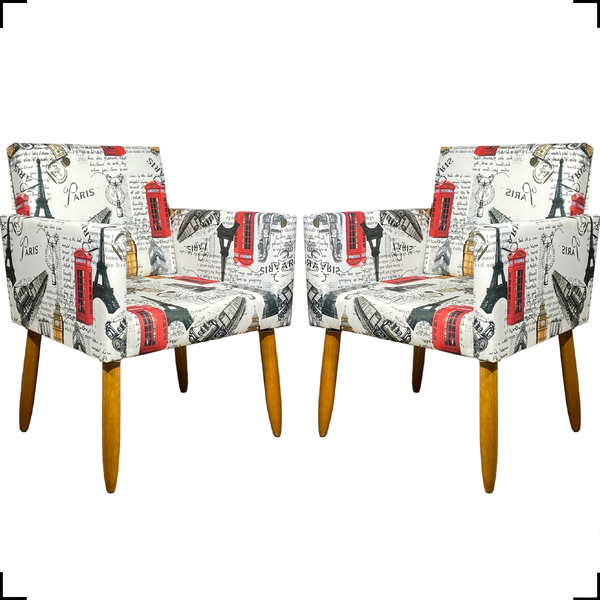 Kit 2 Poltronas Decorativas Reforçadas Para Sala Nina Estampa