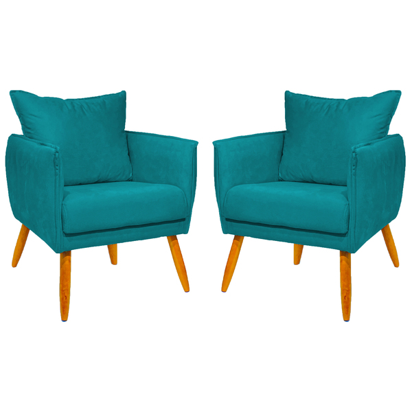 Kit 2 Poltronas Decorativas Resistente  Para Sala Ada Suede A