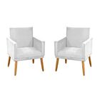 Kit 2 Poltronas Decorativas Retrô Nina Luxo Suede Branco