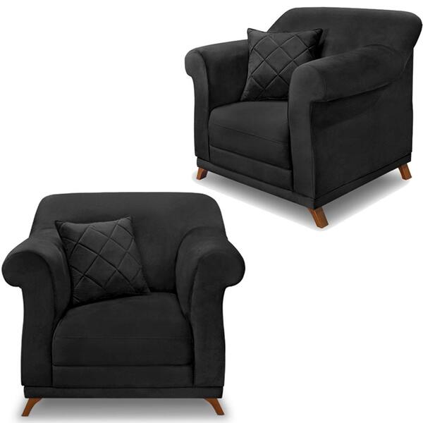 Kit 2 Poltronas Decorativas Retro Polo Veludo Ezz