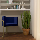 Kit 2 Poltronas Decorativas Romênia Pés De Aço Veludo Azul Ro