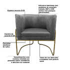 Kit 2 Poltronas Decorativas Romênia Pés De Aço Veludo Grafite