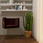 Kit 2 Poltronas Decorativas Romênia Pés De Aço Veludo Malbec