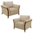 Kit 2 Poltronas Decorativas Sala De Estar 102cm Pés Madeira R