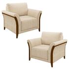Kit 2 Poltronas Decorativas Sala De Estar 102cm Pés Madeira R