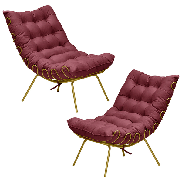 Kit 2 Poltronas Decorativas Sala De Estar Abel Base De Ferro