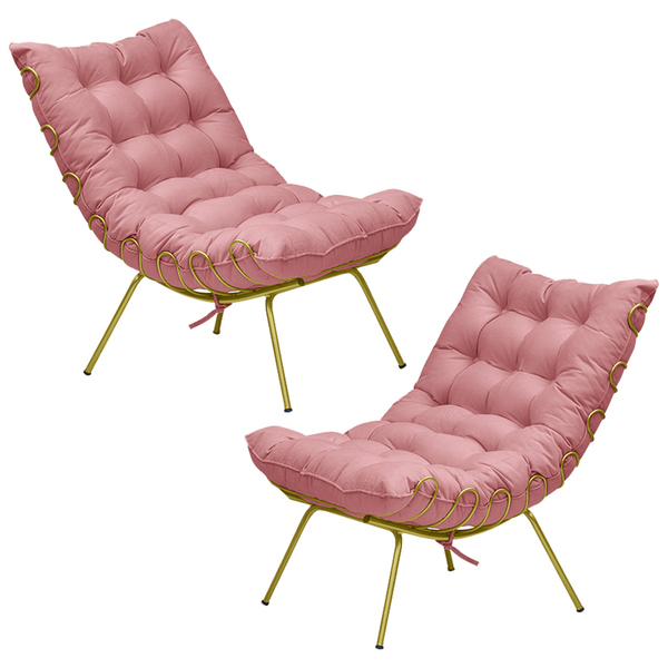 Kit 2 Poltronas Decorativas Sala De Estar Abel Base De Ferro