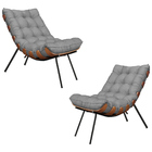 Kit 2 Poltronas Decorativas Sala De Estar Abel Base De Madeir