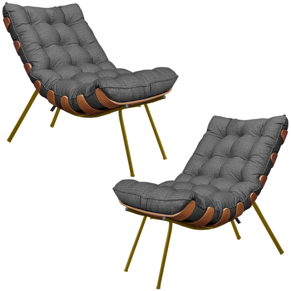 Kit 2 Poltronas Decorativas Sala De Estar Abel Base De Madeir