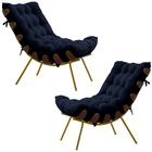 Kit 2 Poltronas Decorativas Sala De Estar Abel Base De Madeir