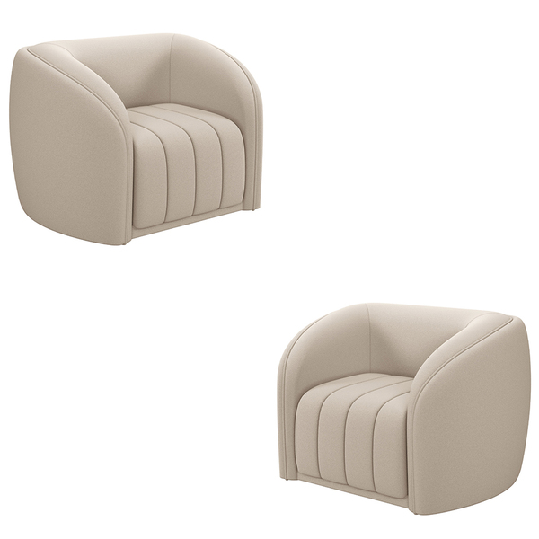 Kit 2 Poltronas Decorativas Sala De Estar Adam Veludo Bege G4