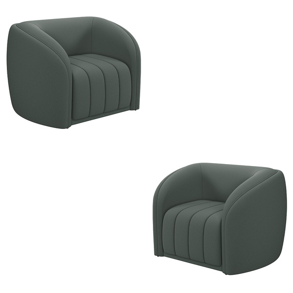 Kit 2 Poltronas Decorativas Sala De Estar Adam Veludo Cinza G