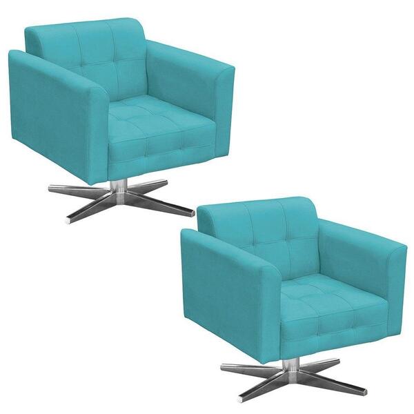 Kit 2 Poltronas Decorativas Sala De Estar Ana Azul Tiffany