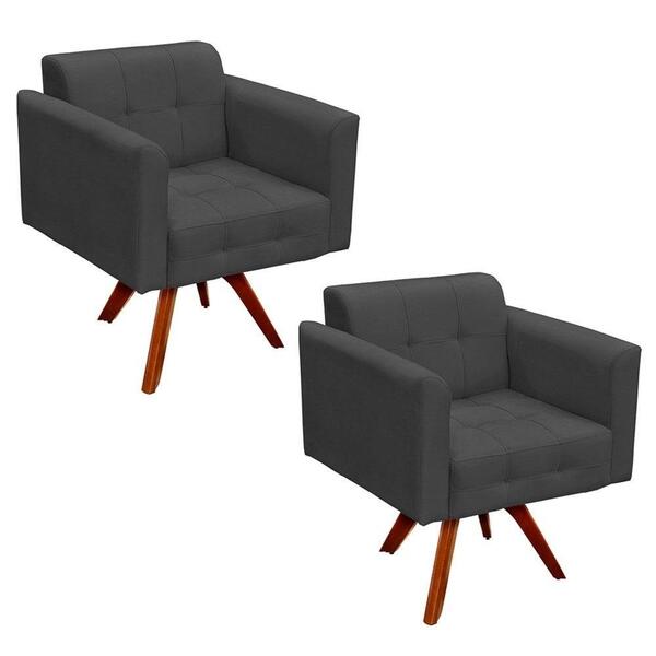 Kit 2 Poltronas Decorativas Sala De Estar Ana Grafite