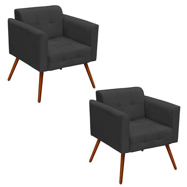 Kit 2 Poltronas Decorativas Sala De Estar Ana Grafite