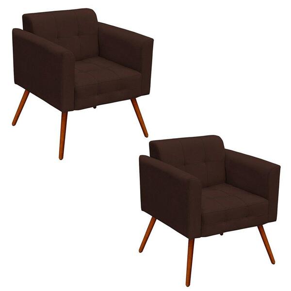 Kit 2 Poltronas Decorativas Sala De Estar Ana Marrom