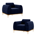 Kit 2 Poltronas Decorativas Sala De Estar Base De Madeira Eur