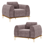 Kit 2 Poltronas Decorativas Sala De Estar Base De Madeira Eur