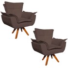 Kit 2 Poltronas Decorativas Sala De Estar Base Giratória Made