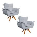 Kit 2 Poltronas Decorativas Sala De Estar Base Giratória Made