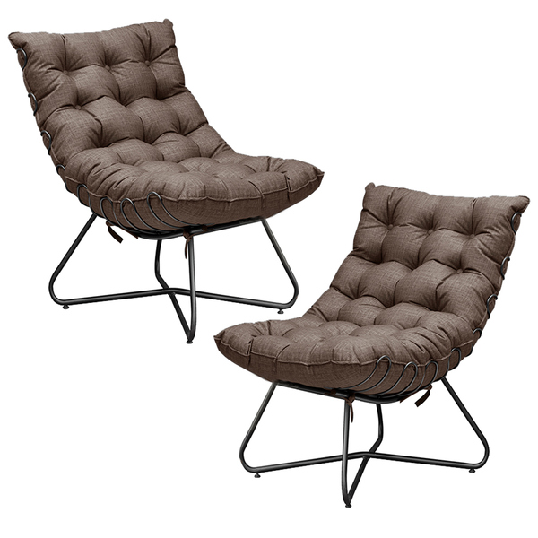 Kit 2 Poltronas Decorativas Sala De Estar Caim Base De Ferro