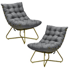 Kit 2 Poltronas Decorativas Sala De Estar Caim Base De Ferro