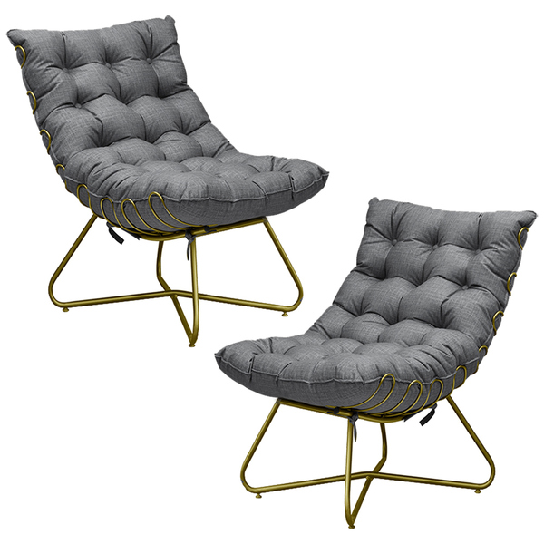 Kit 2 Poltronas Decorativas Sala De Estar Caim Base De Ferro