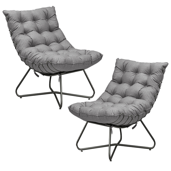 Kit 2 Poltronas Decorativas Sala De Estar Caim Base De Ferro