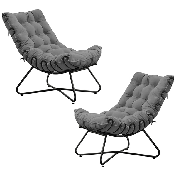 Kit 2 Poltronas Decorativas Sala De Estar Caim Base De Ferro