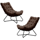 Kit 2 Poltronas Decorativas Sala De Estar Caim Base De Ferro