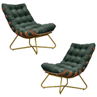 Kit 2 Poltronas Decorativas Sala De Estar Caim Base De Madeir