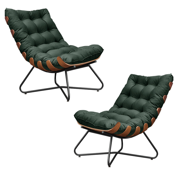 Kit 2 Poltronas Decorativas Sala De Estar Caim Base De Madeir